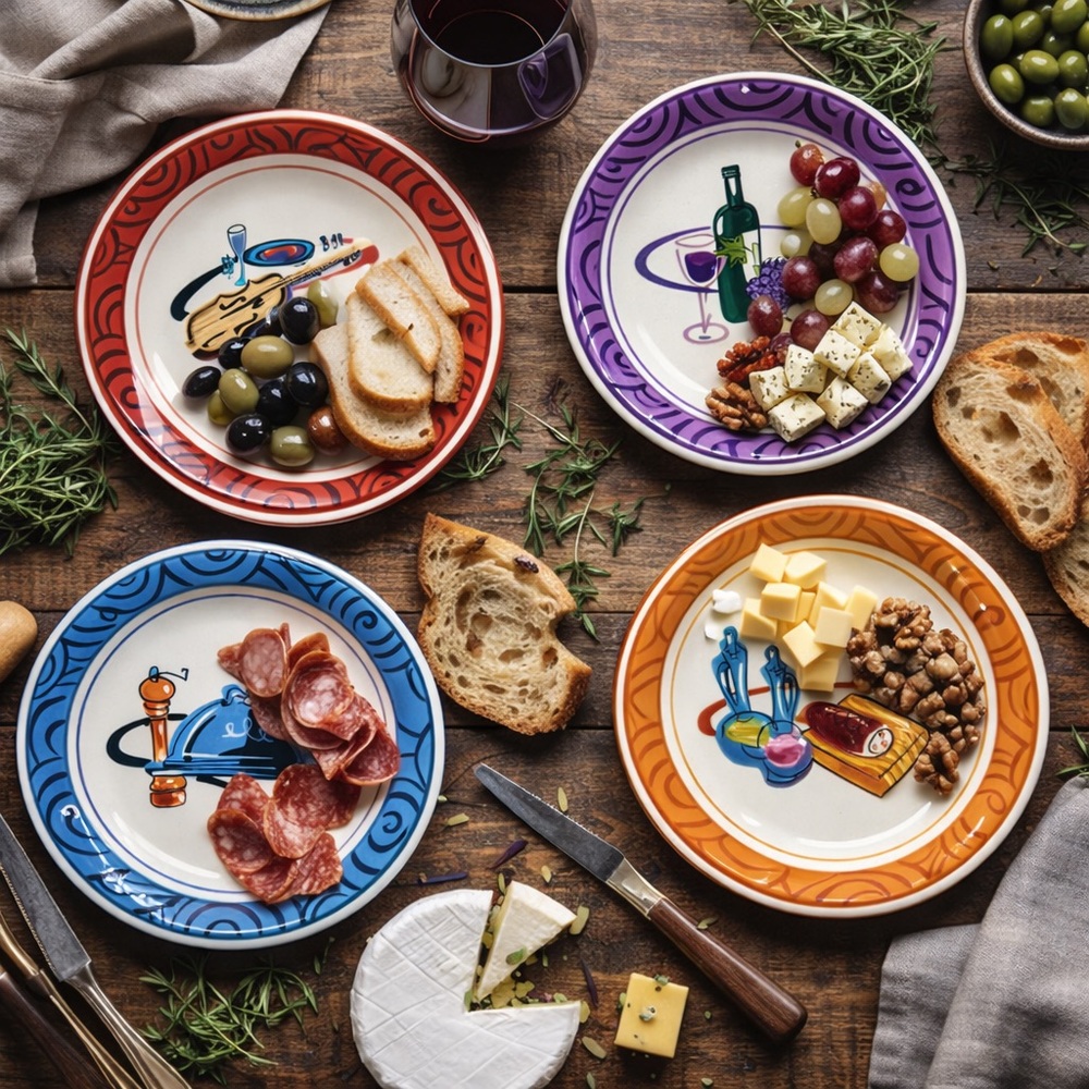 Colorful Y2K Argosy Bistro Charcuterie Plate Set of 4 DopamineDecor Eclectic